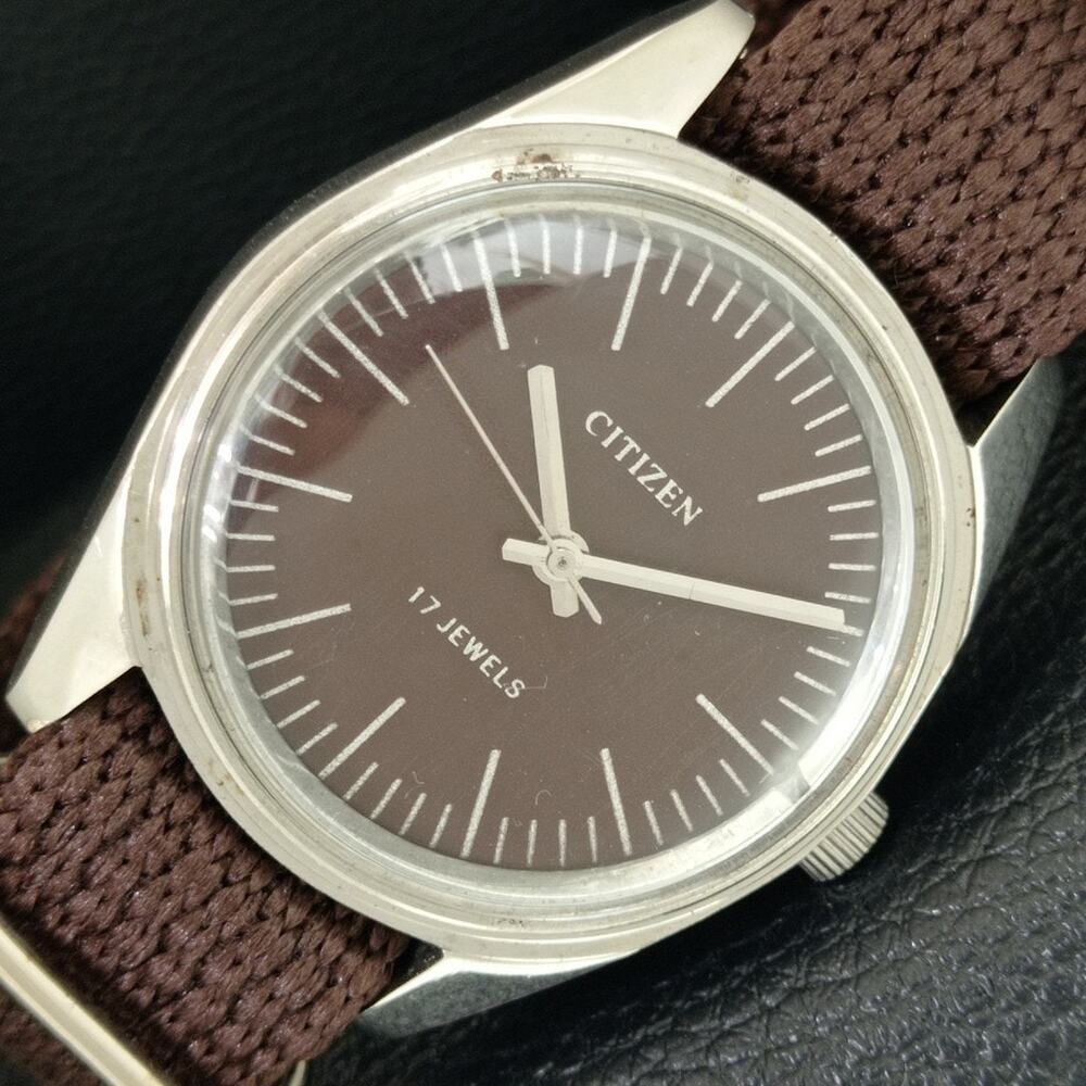 Vintage 1989 Citizen Manual Wound Mens Silver Watch & Silver Accents